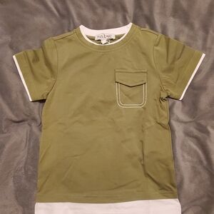 Miniwear Khaki Green Kids Tee with Pocket